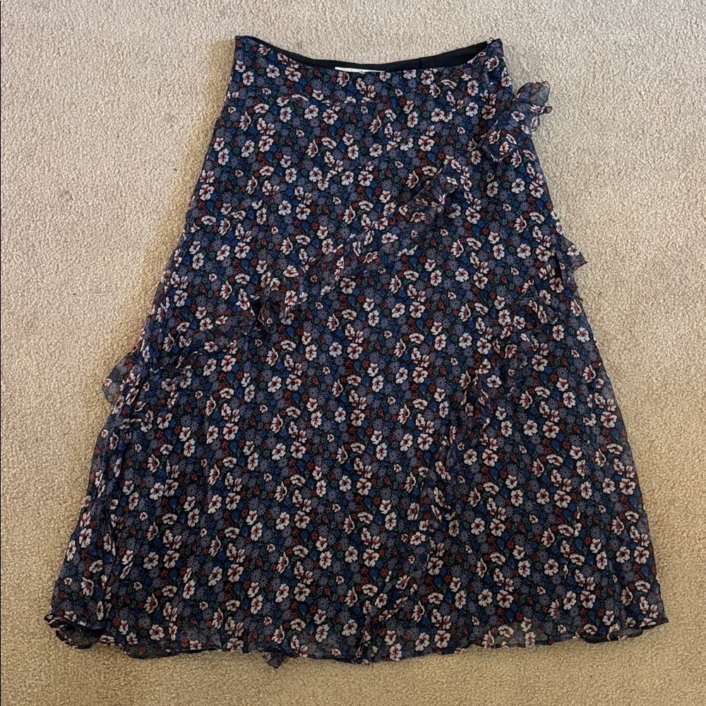 Joie Black Floral Silk Caillie Skirt Women's Skirt Caviar